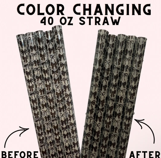 Black bow color changing 40 oz straw